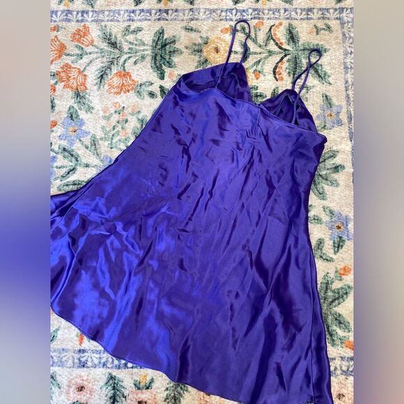 Vintage Royal Blue Satin Chemise - Picture 3 of 4